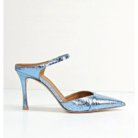 Malone Souliers Women's Uma 90 Pointed Toe Mules Heel Steel Size 37.5 MSRP $775 - Picture 4 of 12